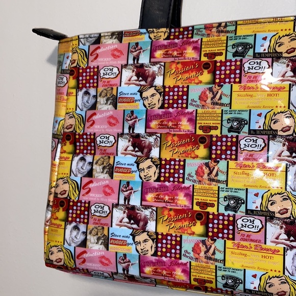 NWT Vintage Relic Collage Jelly Tote Bag Y2K Retro Comic Strip pin up vibes - Picture 8 of 15